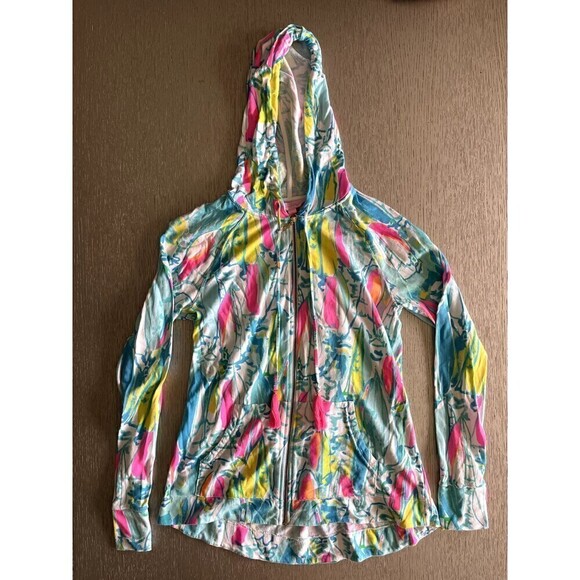 Lilly Pulitzer Beach and Bae Mooring Hoodie Jacket S Pink Sailboats Beach Swim - Picture 1 of 8